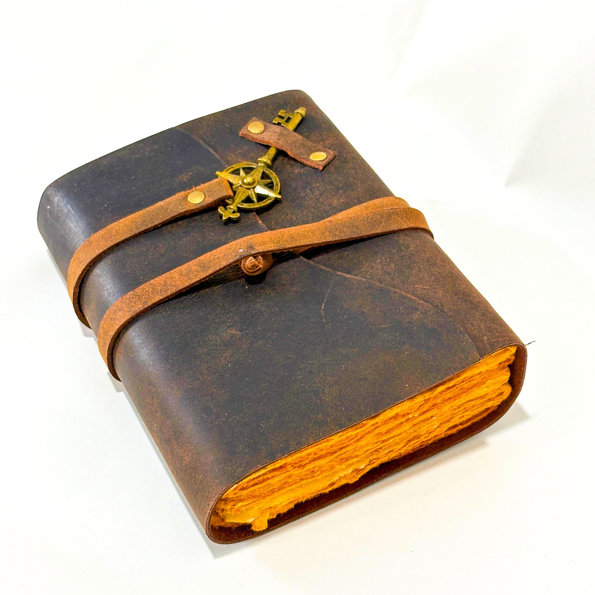 Leather Journal-Rustic Brown 5x7 Vintage Notebook, 200 Unlined Pages-Travel Diary, Sketchbook & Writing Journal for Men & Women, Antique Paper Notebook (Dark Brown)