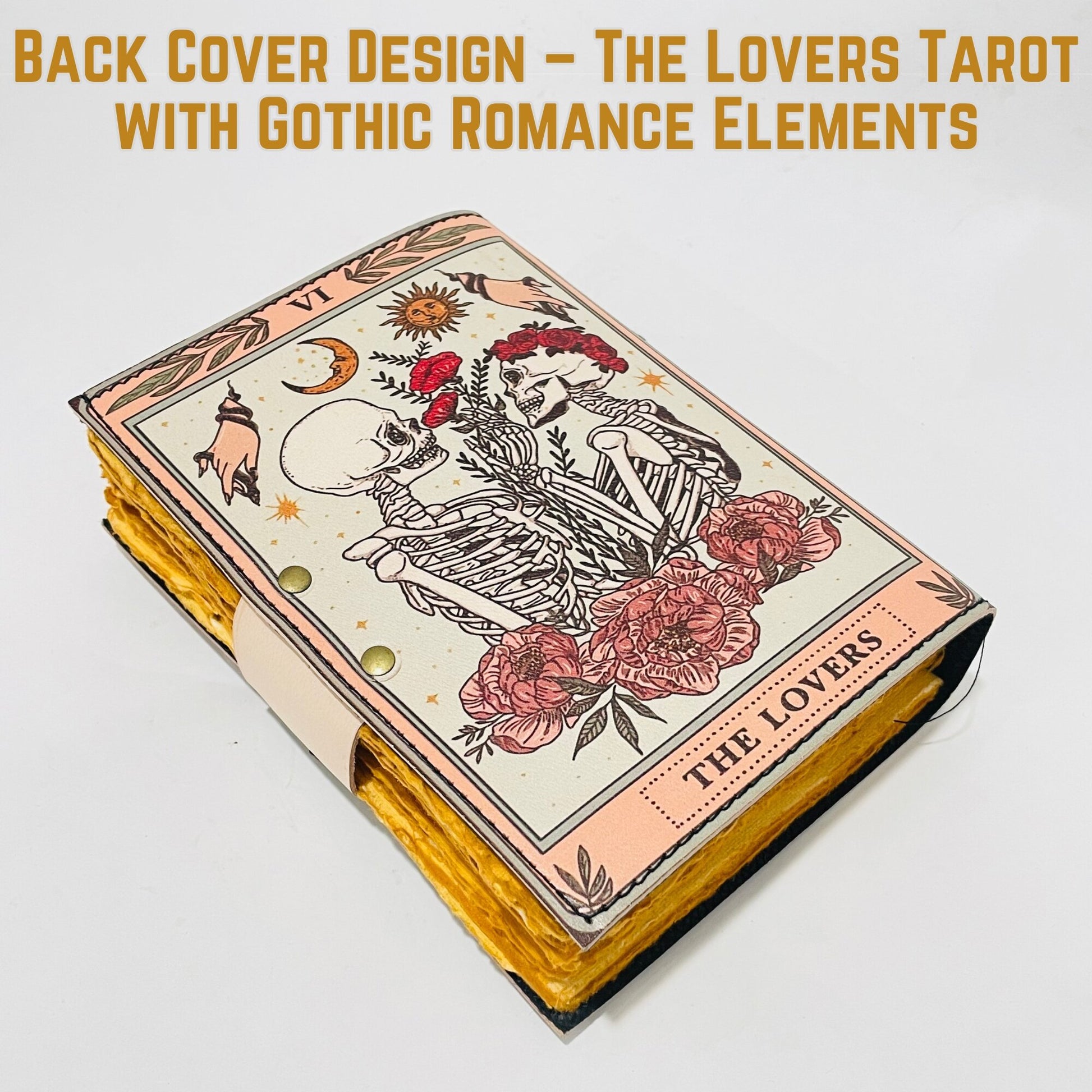 Vintage Tarot Journal – The Lovers Design | Refillable Handmade Diary with Lock for Writing, Sketching & Spiritual Notes