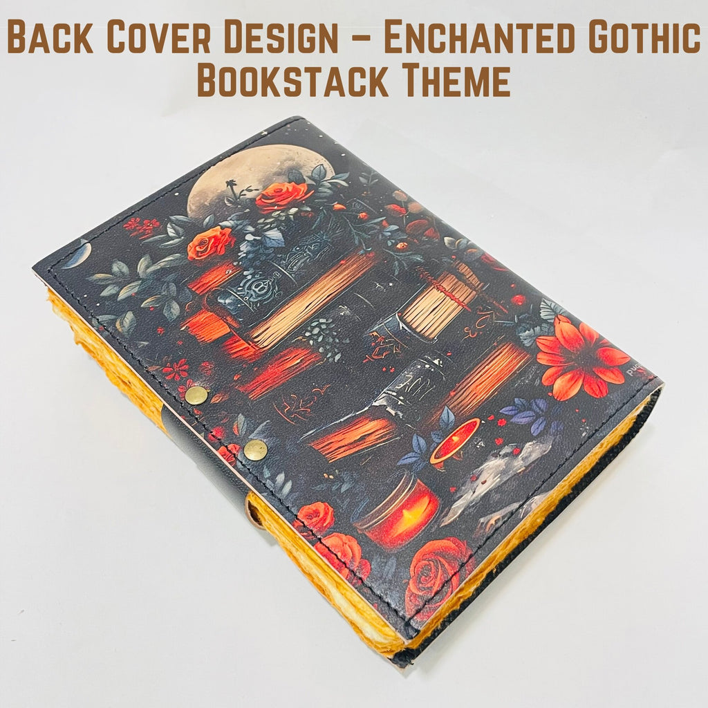 Bookshelf Leather Journal - "Books Are Mirrors" Quote - Handmade Diary